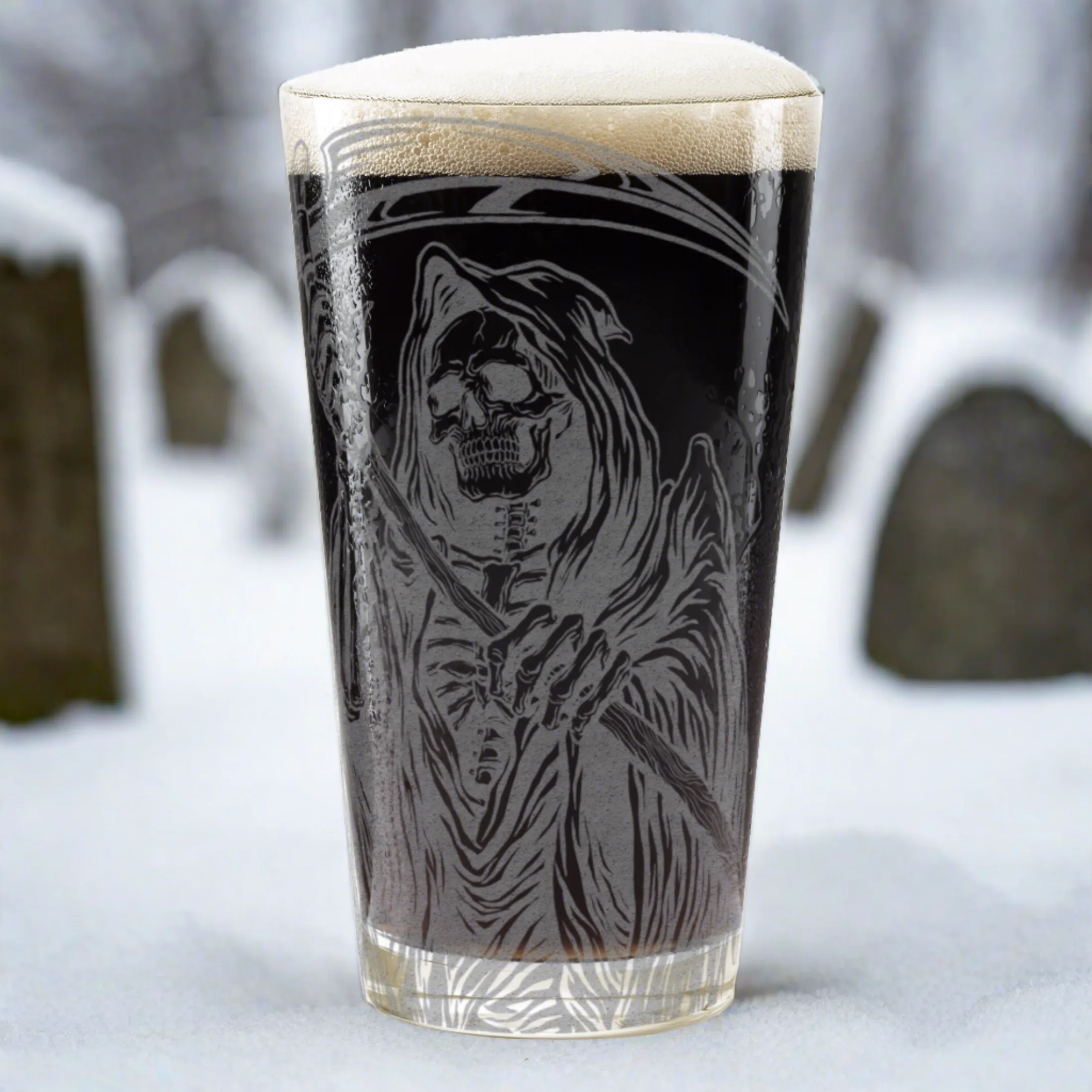 GRIM REAPER Pint Glass by Lumengrave