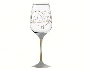 Happy Anniversary Hand Painted Wine Glass, 12 oz