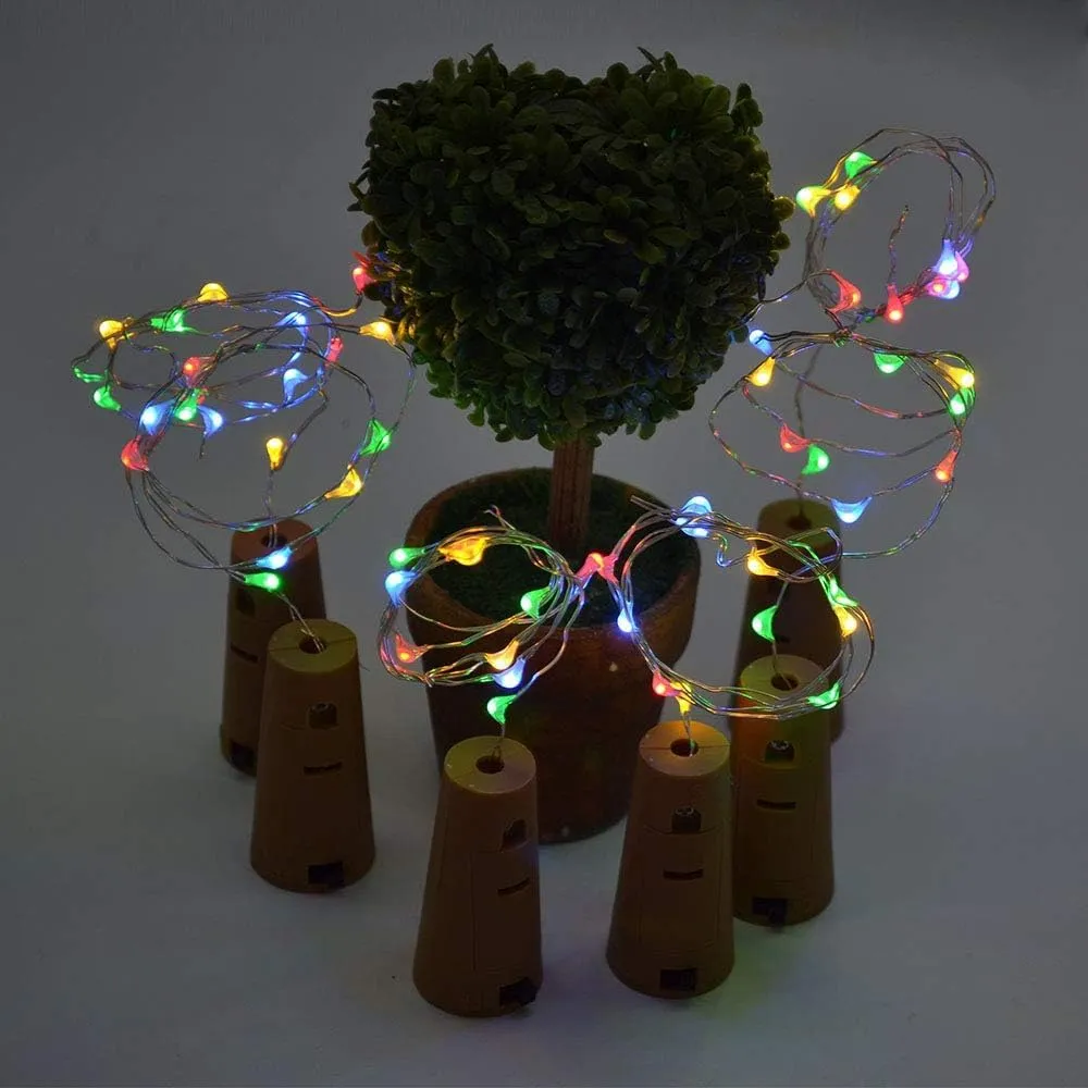 Heart Home Wine Bottle String Lights | 20 LED Bottle Cork Copper Wire String Lights | Wine Bottle Lights for Home Decoartion | Battery Powered | Pack of 3 | Multi