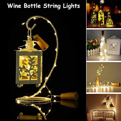 HEMITO 20 LED Cork Lights for Wine Bottles, Fairy Lights, 2M Battery Operated Cork LED Bottle Lights for Home Decoration, Diwali, Christmas, Festivals, Party Décor & DIY – Warm White (2 Unit)