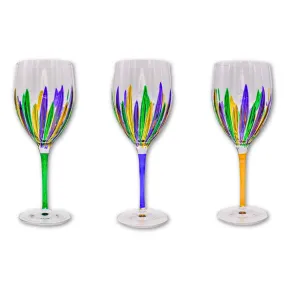 Incanto Mardi Gras Wine Glass - Assorted Colors (Each)