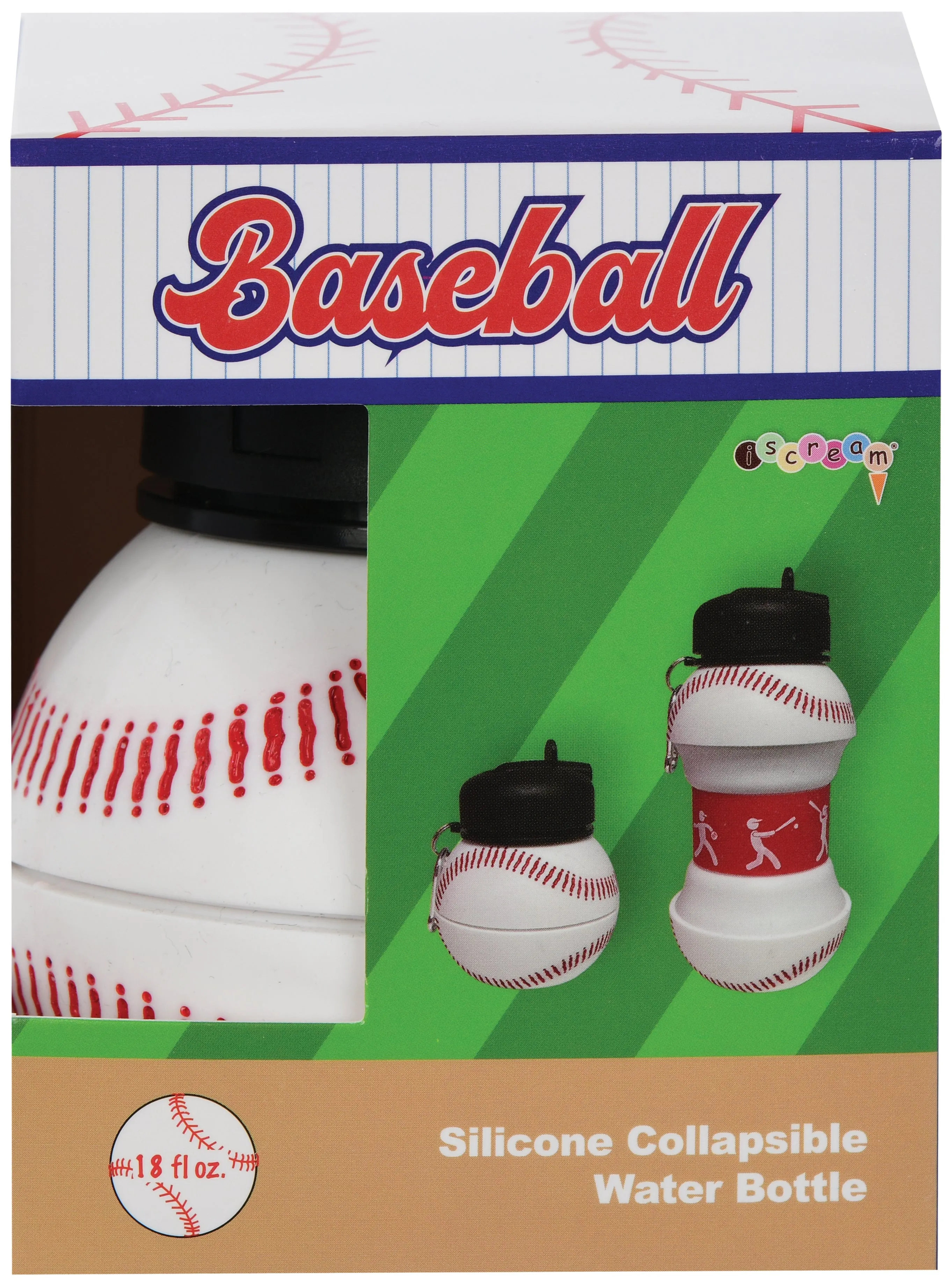 Iscream Baseball Silicone Collapsible Water Bottle