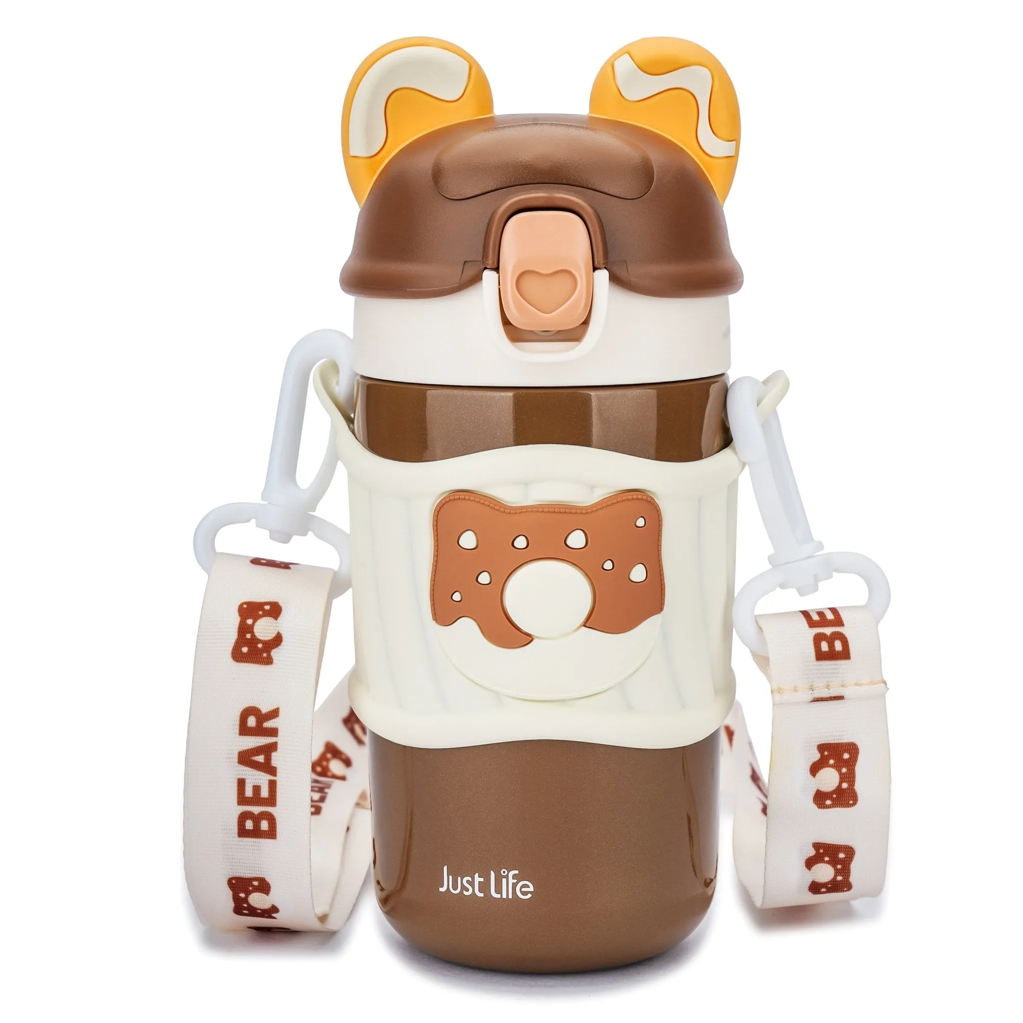 Just Life Stainless Steel Water Bottle for Kids – Fun 3D Design with Candy Ears