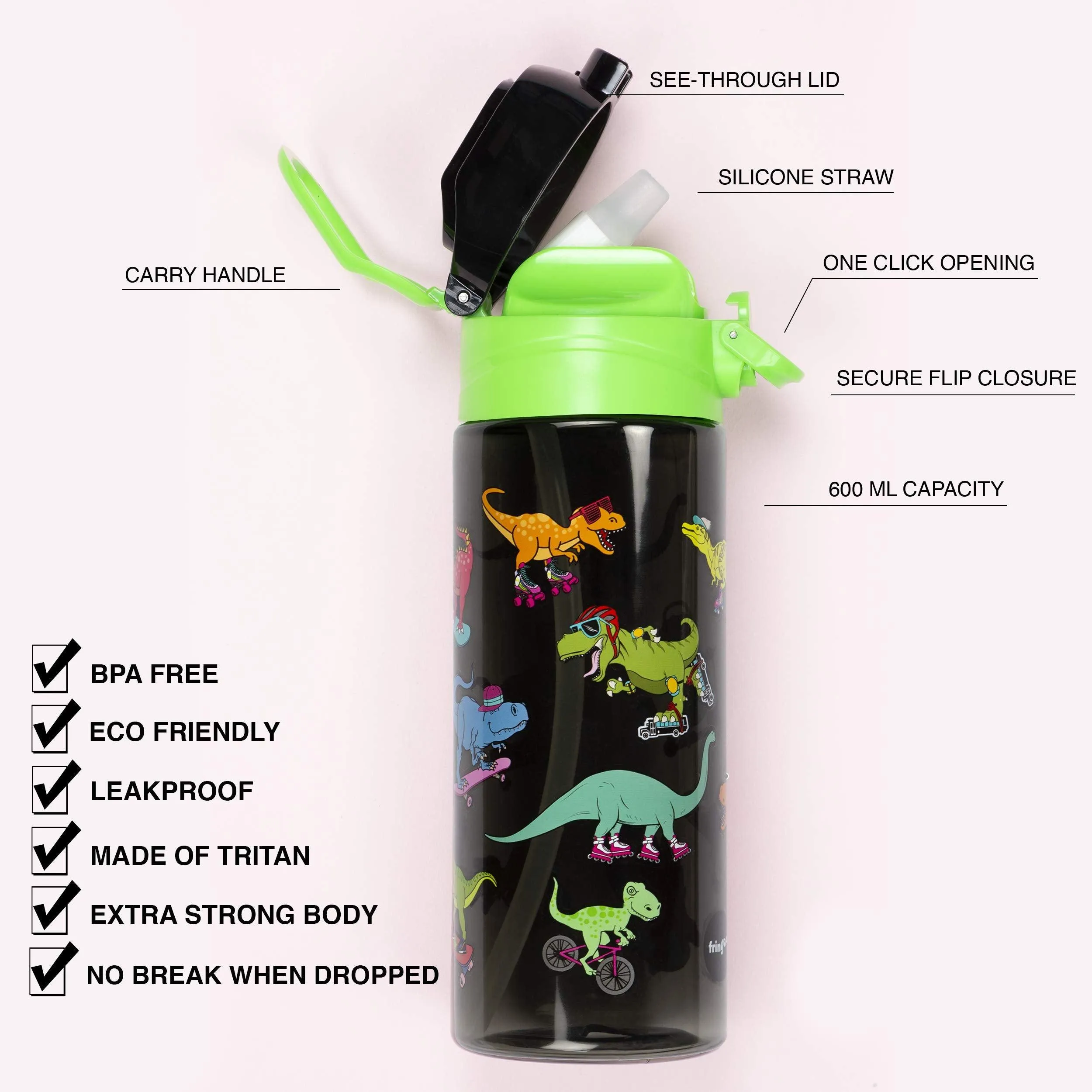 Kids Water Bottle with Straw 100% Leak Proof BPA Free