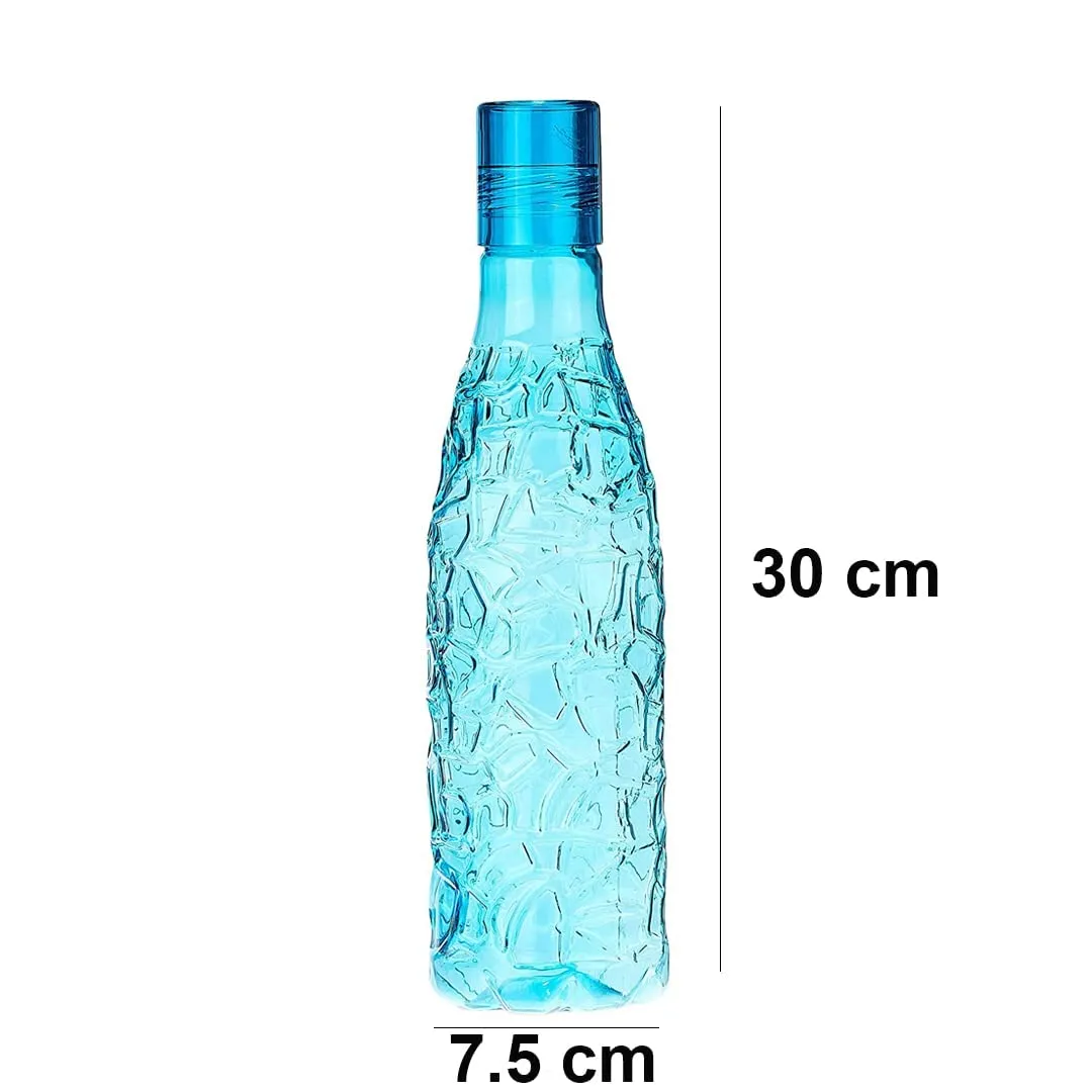 Kuber Industries BPA-Free Plastic Water Bottle|Leak Proof, Firm Grip, 100% Food Grade Plastic Bottles|For Home, Office, & Gym|Unbreakable, Freezer Proof, Fridge Water Bottle|Set Of 4|Blue (Pack Of 2)