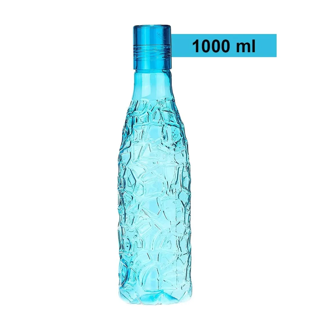 Kuber Industries BPA-Free Plastic Water Bottle|Leak Proof, Firm Grip, 100% Food Grade Plastic Bottles|For Home, Office, & Gym|Unbreakable, Freezer Proof, Fridge Water Bottle|Set Of 4|Blue (Pack Of 2)