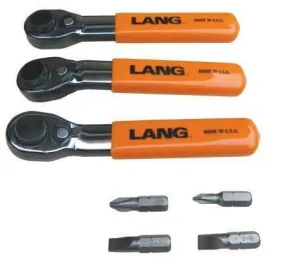 Lang Tools 5220 7pce Fine Tooth Mini Ratchet & Bit Wrench Set Limited Access