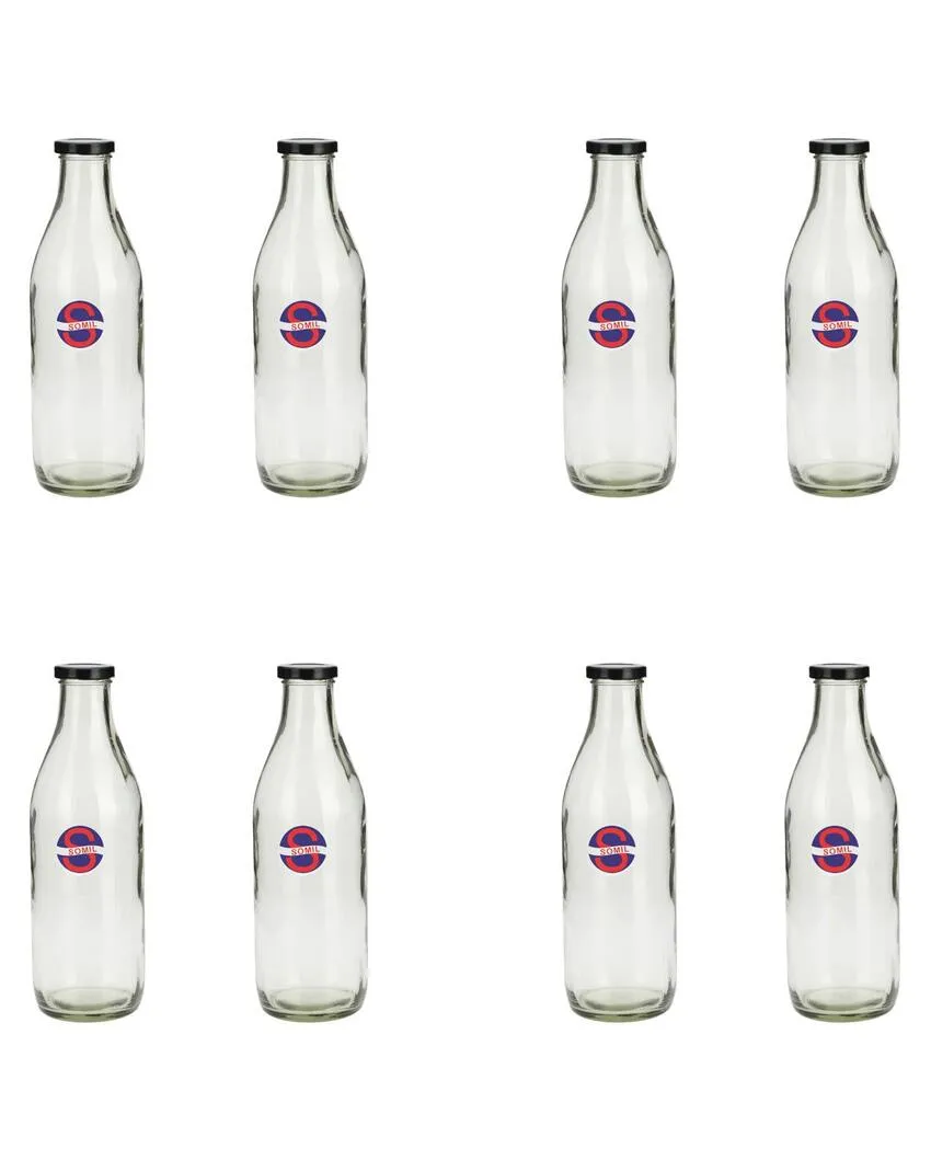 Large Clear Glass Milk Bottle with Airtight Lid for Secure Storage Multi Purpose | 1000 ML | 3 x 10 inches