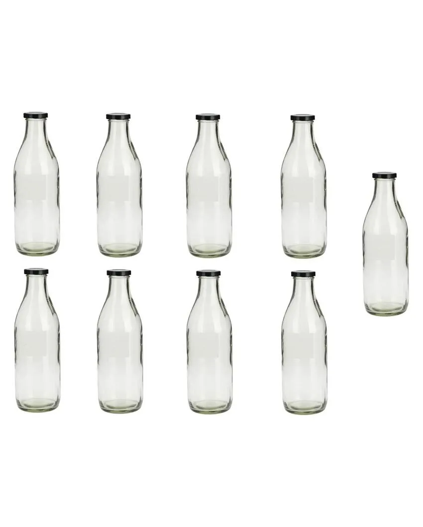 Large Clear Glass Milk Bottle with Airtight Lid for Secure Storage Multi Purpose | 1000 ML | 3 x 10 inches