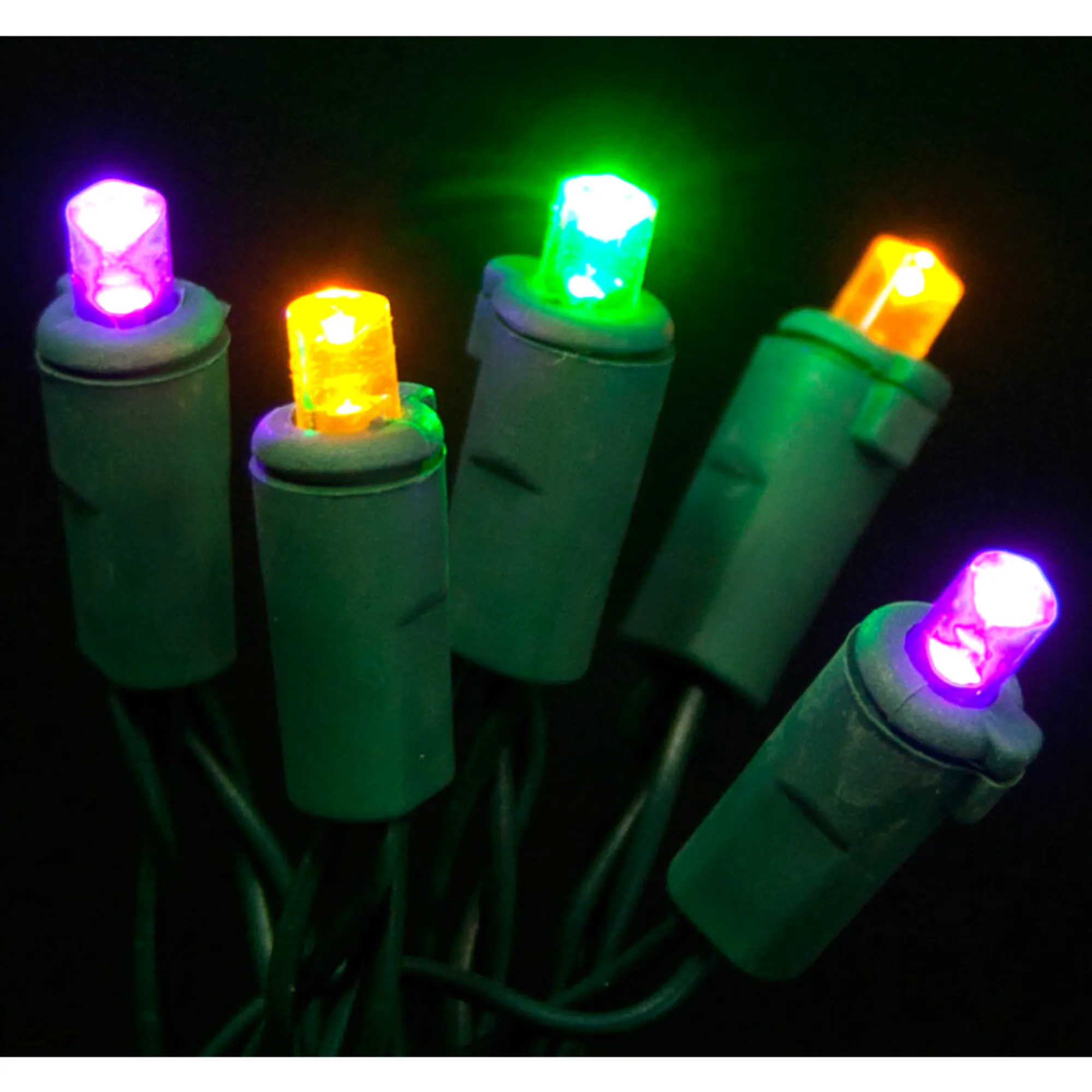 LED Mardi Gras Lights - Battery Operated Purple, Green and Gold - 20 Lights 6' (Each)