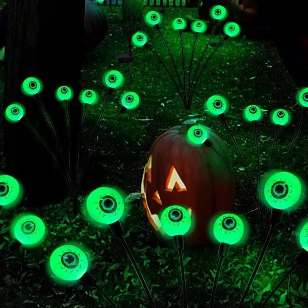 LED Solar Eyeball Lights Outdoor Waterproof Halloween Outdoor Decoration String Lights Garden Lamps Courtyard Holiday PartyDecor