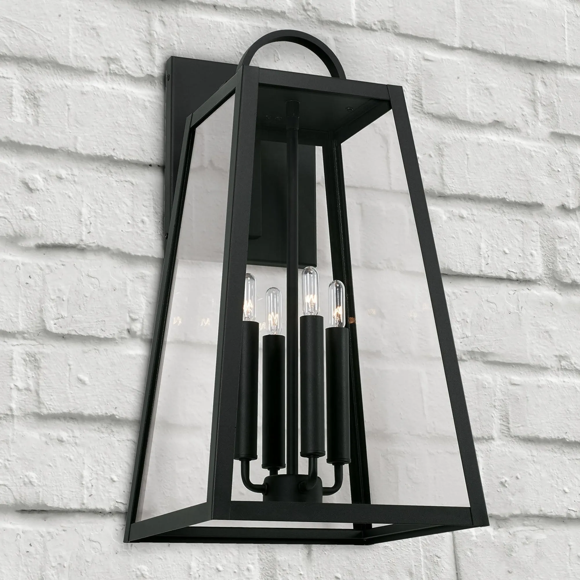 Leighton - 4 Light Coastal Outdoor Wall Lantern - 23" - Black