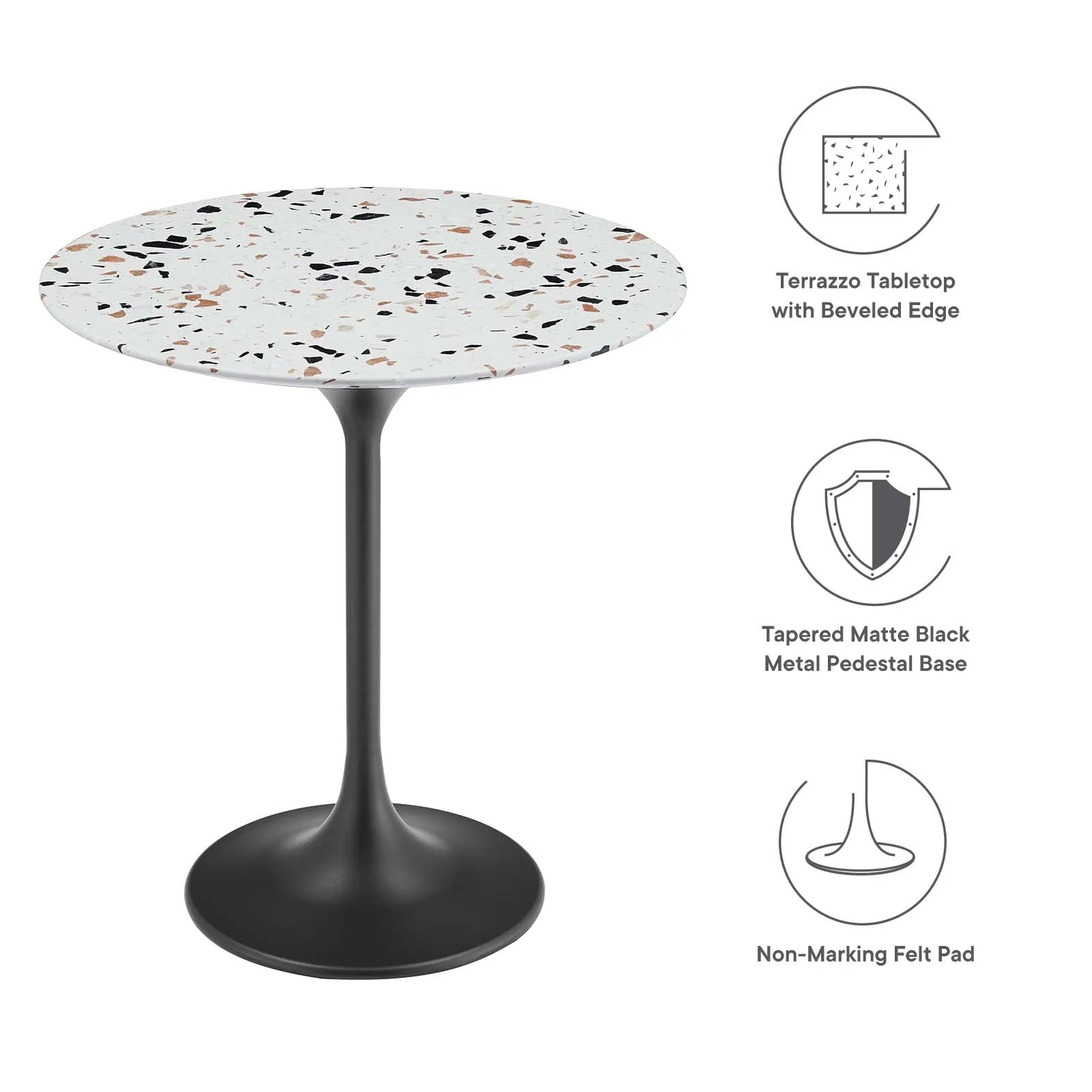 Lippa 20" Round Terrazzo Side Table Black Terrazzo EEI-5692-BLK-TER