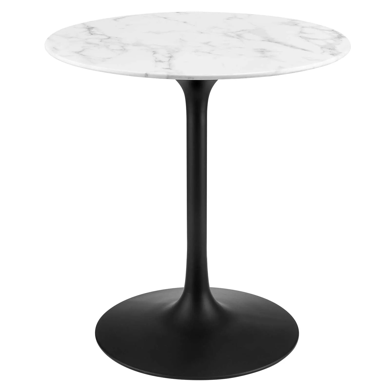 Lippa 28" Round Artificial Marble Dining Table Black White EEI-3515-BLK-WHI