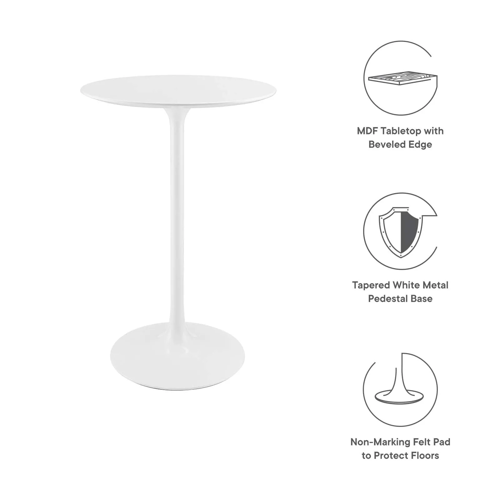 Lippa 28" Round Bar Table White EEI-1825-WHI