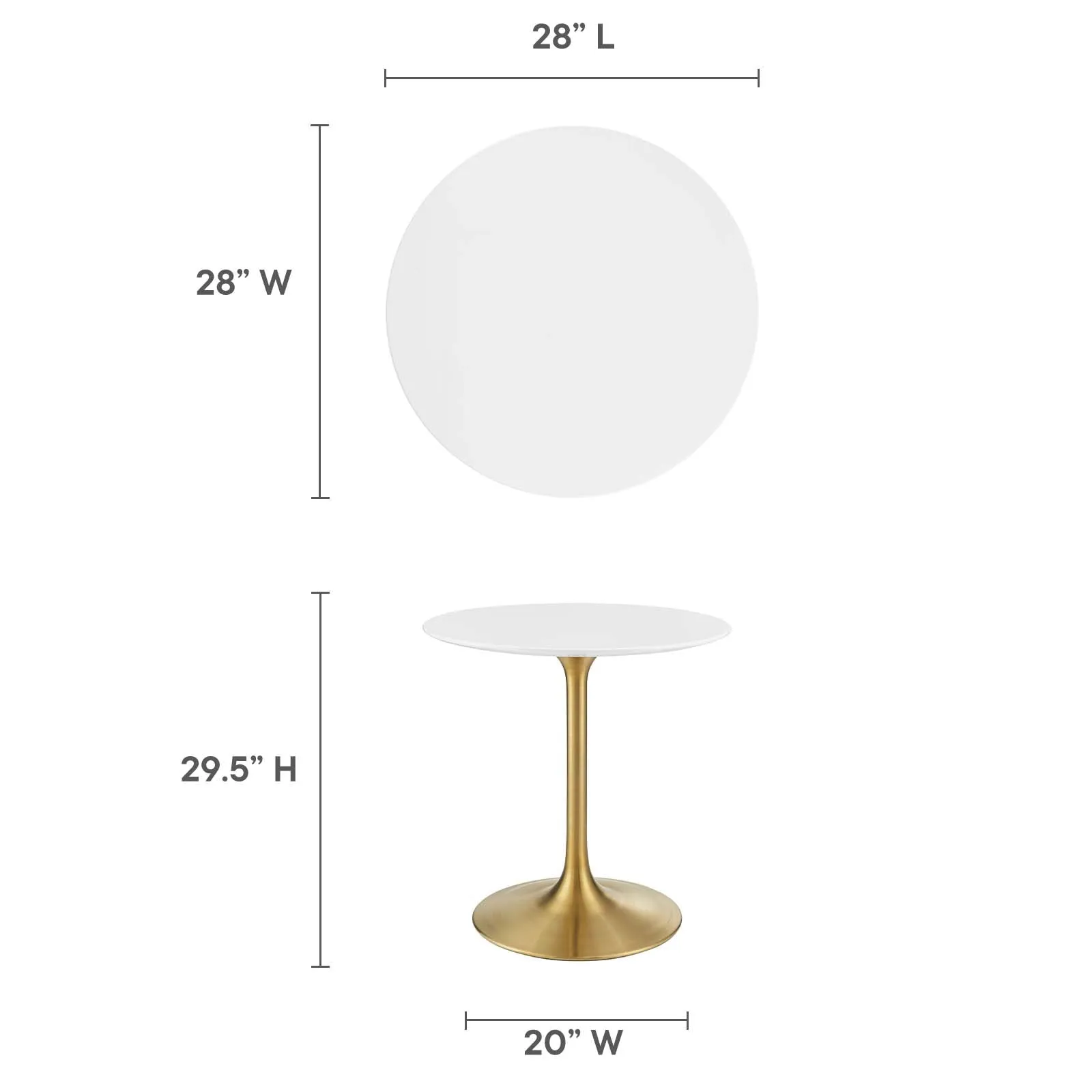 Lippa 28" Round Wood Dining Table Gold White EEI-3208-GLD-WHI