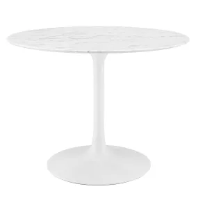 Lippa 40" Round Artificial Marble Dining Table White EEI-1130-WHI