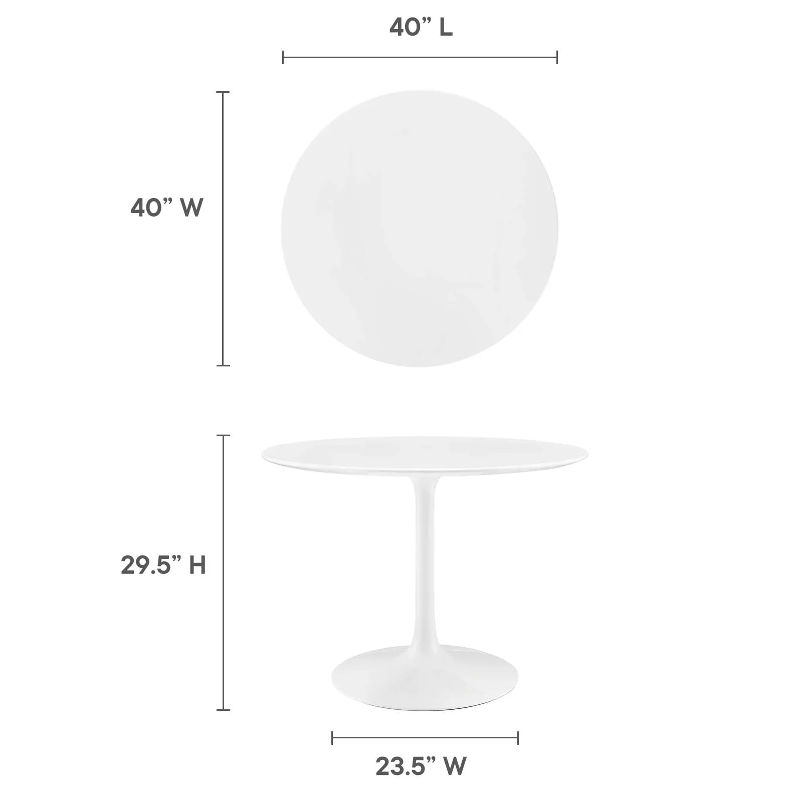 Lippa 40" Round Wood Top Dining Table White EEI-1117-WHI