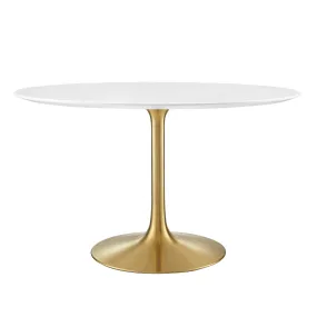 Lippa 47" Round Wood Dining Table Gold White EEI-3227-GLD-WHI