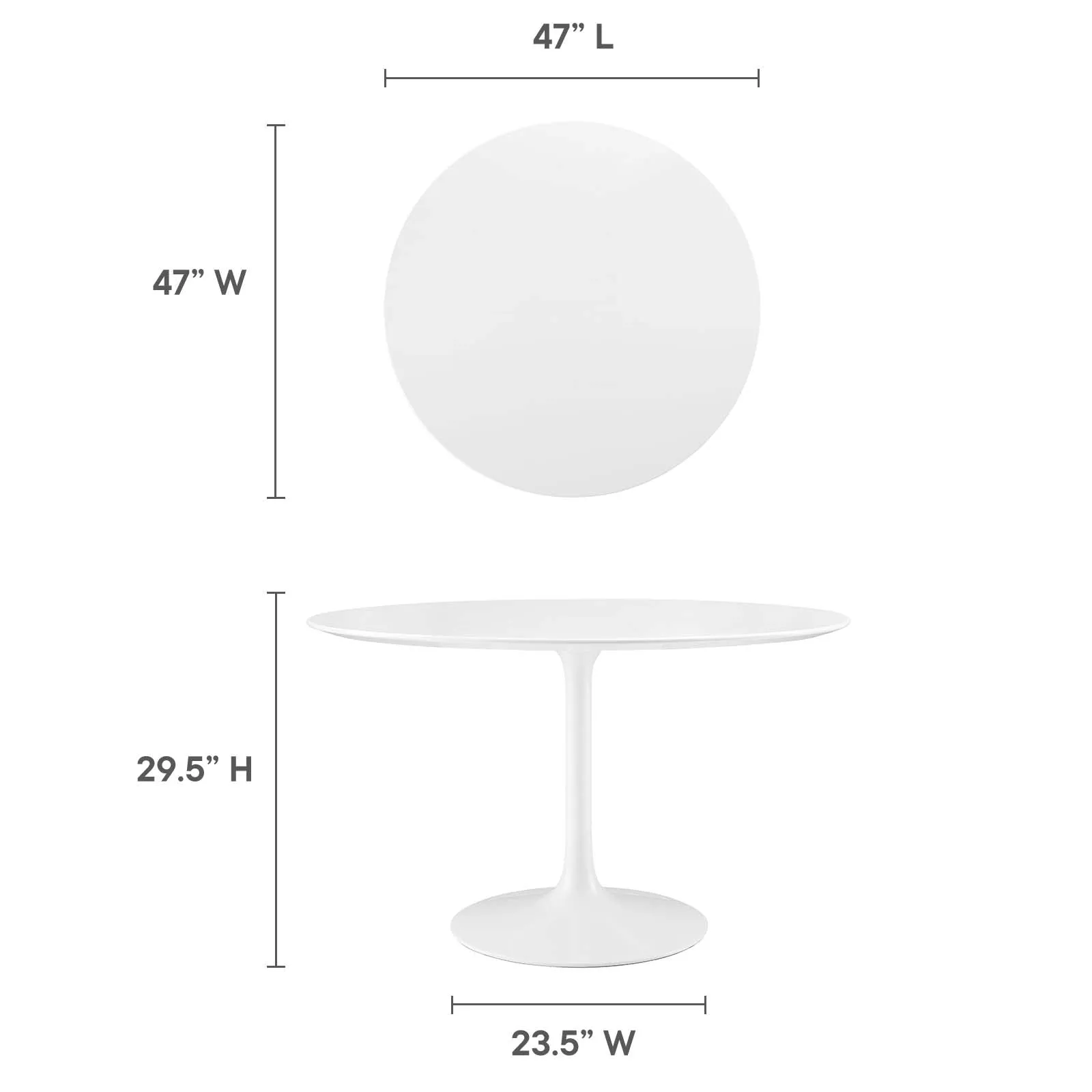 Lippa 47" Round Wood Top Dining Table White EEI-1118-WHI