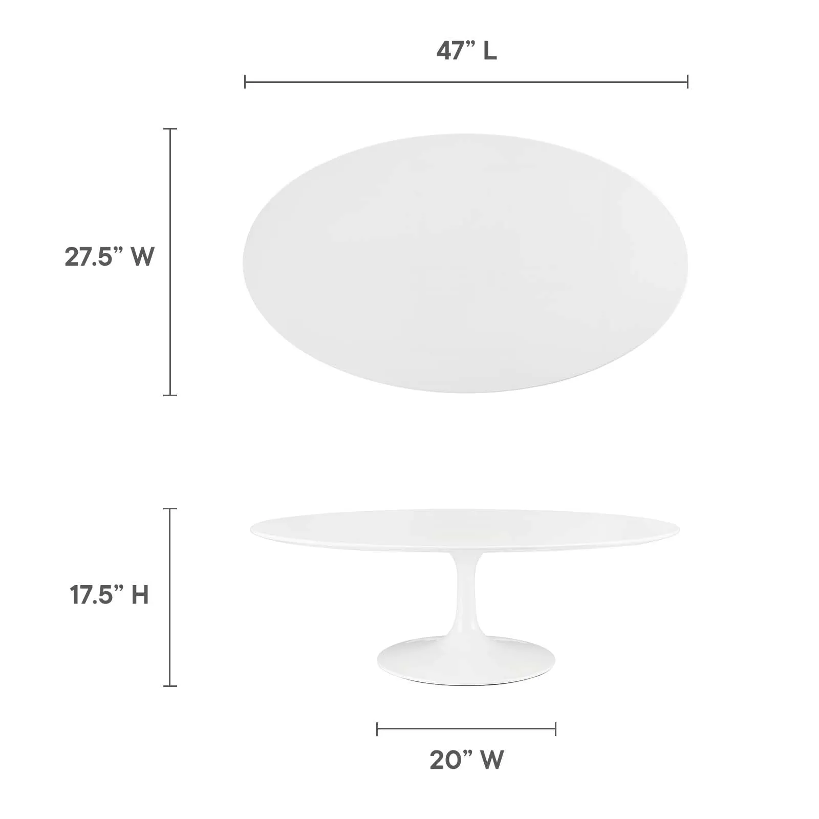 Lippa 48" Oval-Shaped Wood Top Coffee Table White EEI-2018-WHI