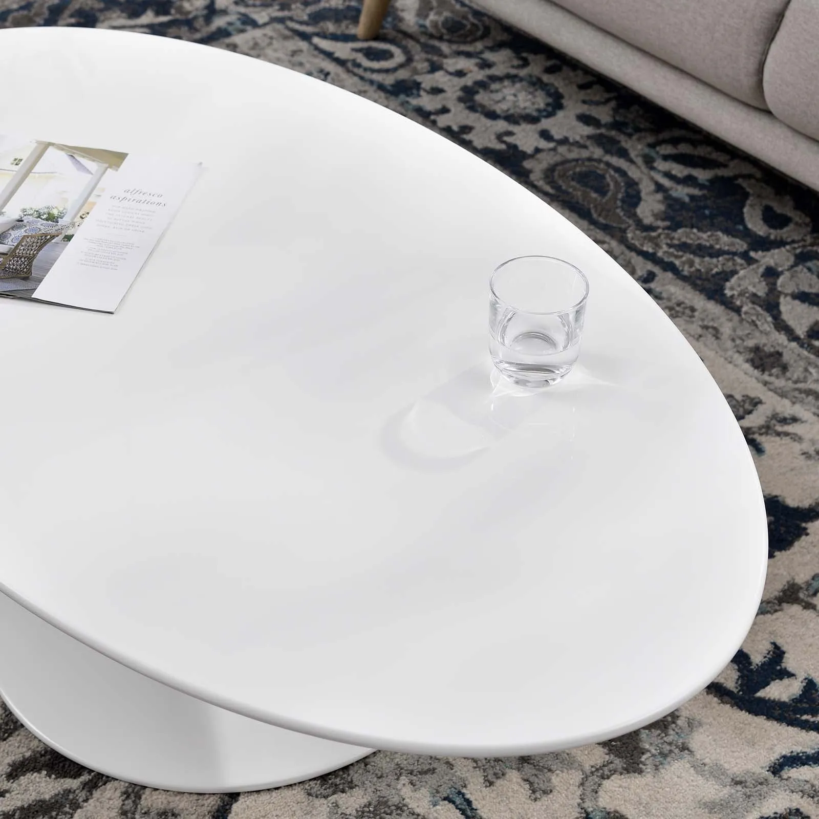 Lippa 48" Oval-Shaped Wood Top Coffee Table White EEI-2018-WHI