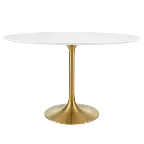 Lippa 48" Oval Wood Dining Table Gold White EEI-3215-GLD-WHI