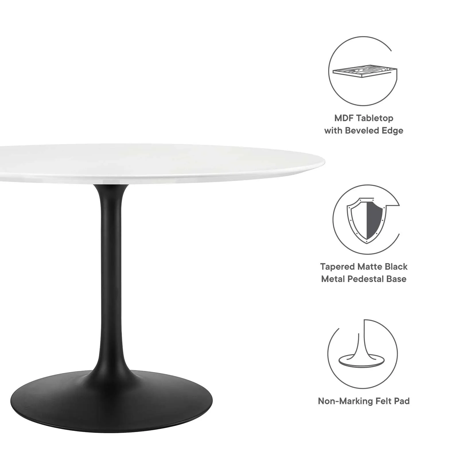 Lippa 48" Round Dining Table Black White EEI-3522-BLK-WHI