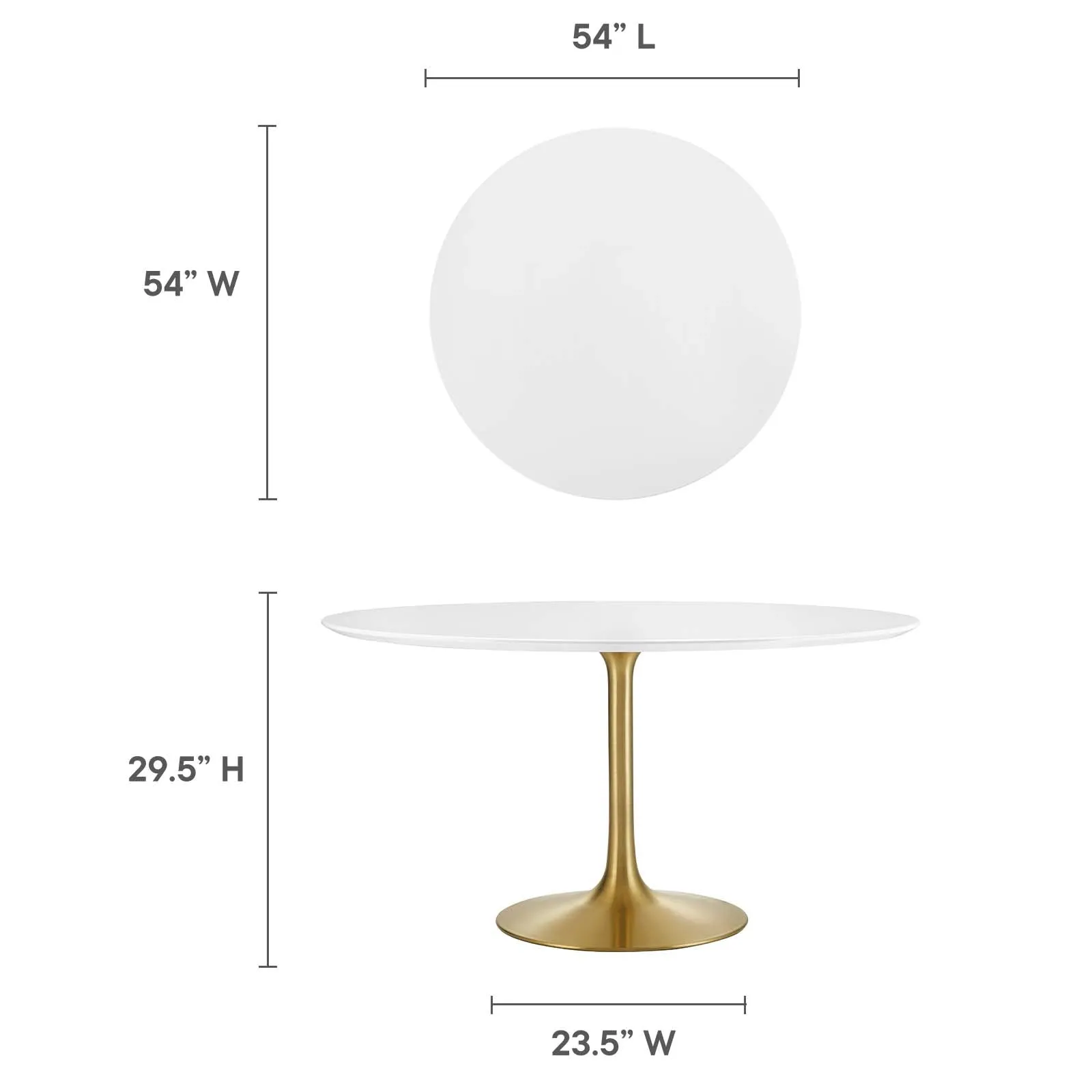 Lippa 54" Round Wood Dining Table Gold White EEI-3228-GLD-WHI