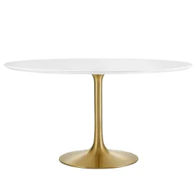 Lippa 54" Round Wood Dining Table Gold White EEI-3228-GLD-WHI