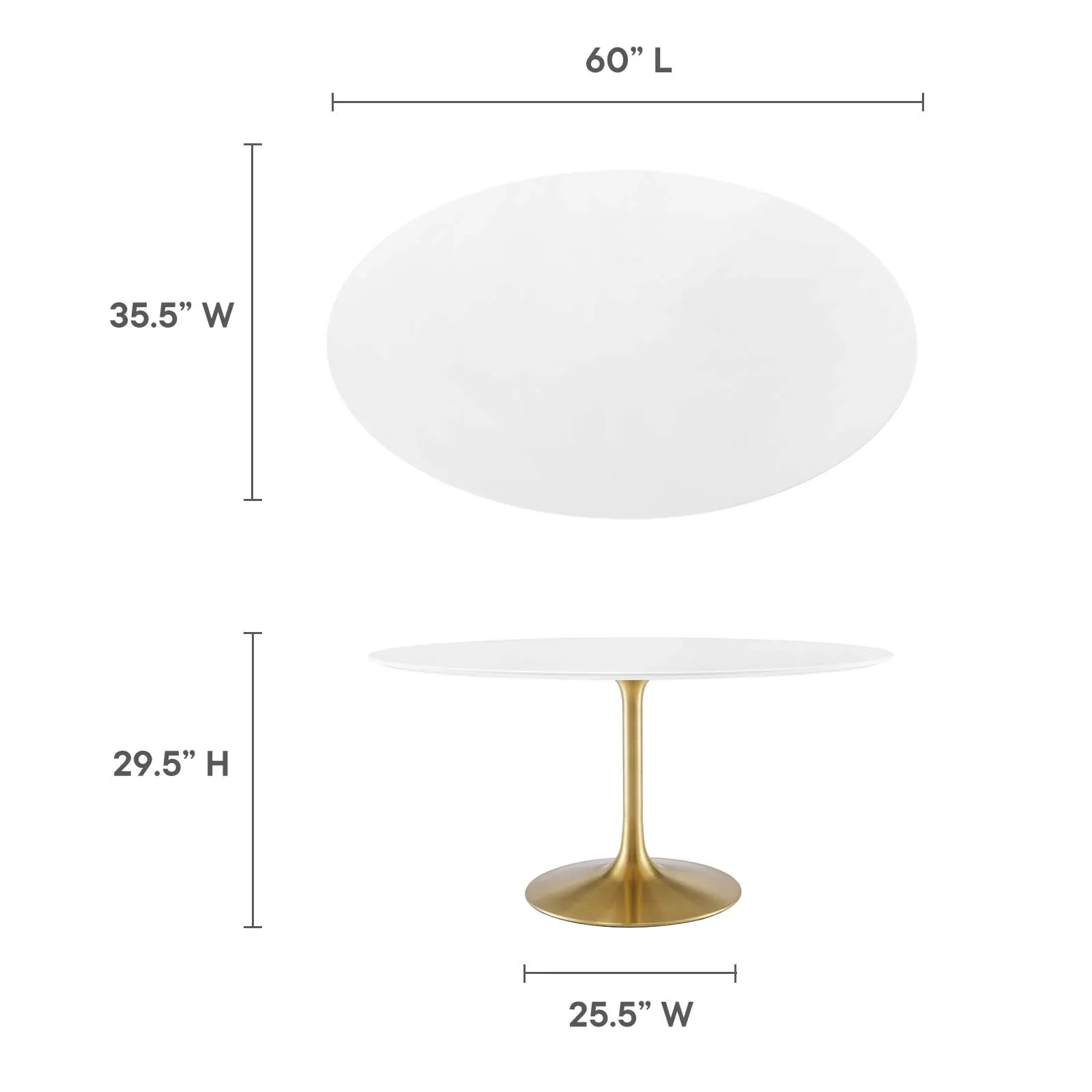 Lippa 60" Oval Wood Dining Table Gold White EEI-3254-GLD-WHI