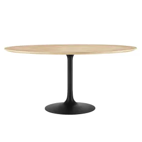 Lippa 60" Round Wood Grain Dining Table Black Natural EEI-4873-BLK-NAT