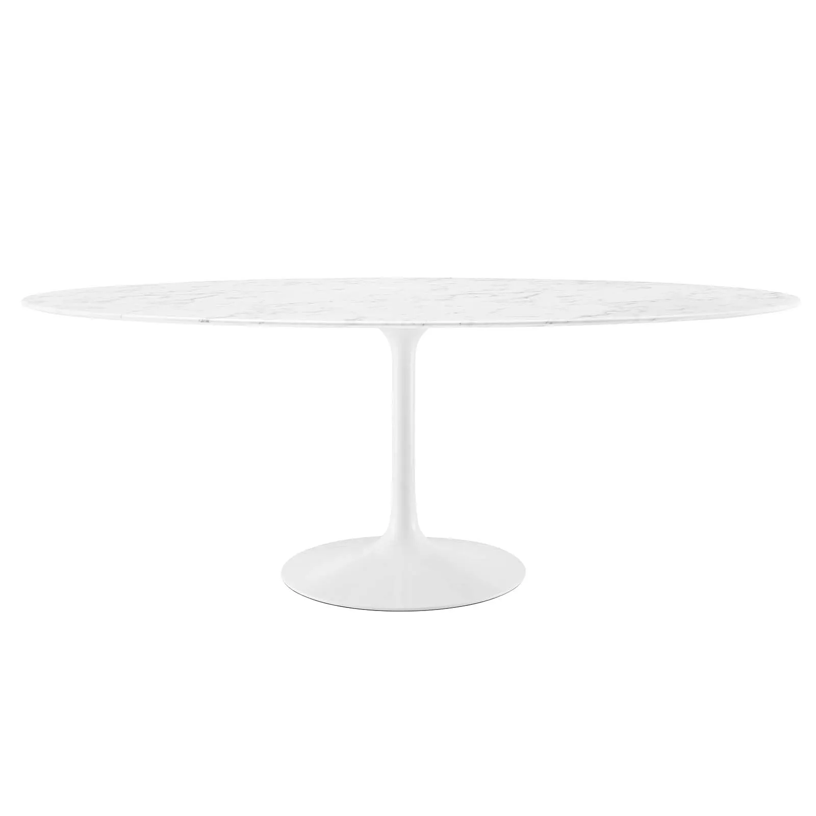 Lippa 78" Oval Artificial Marble Dining Table White EEI-1659-WHI