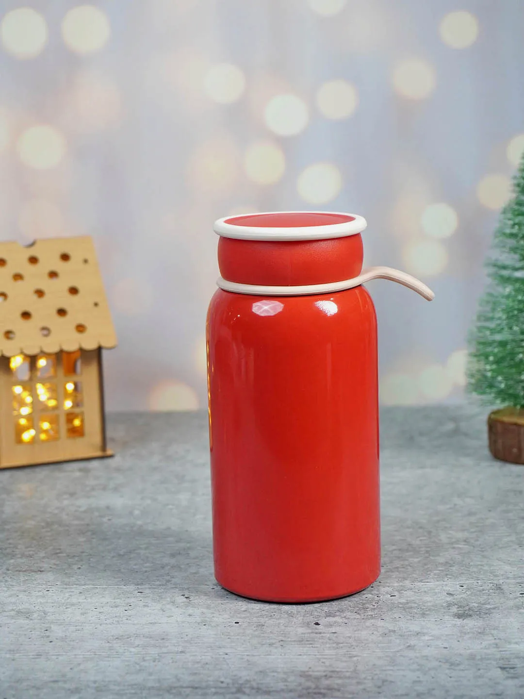 Little Surprise Box, Red Christmas sticker themed Stainless Steel Thermos Bottle with Strainer,400ml