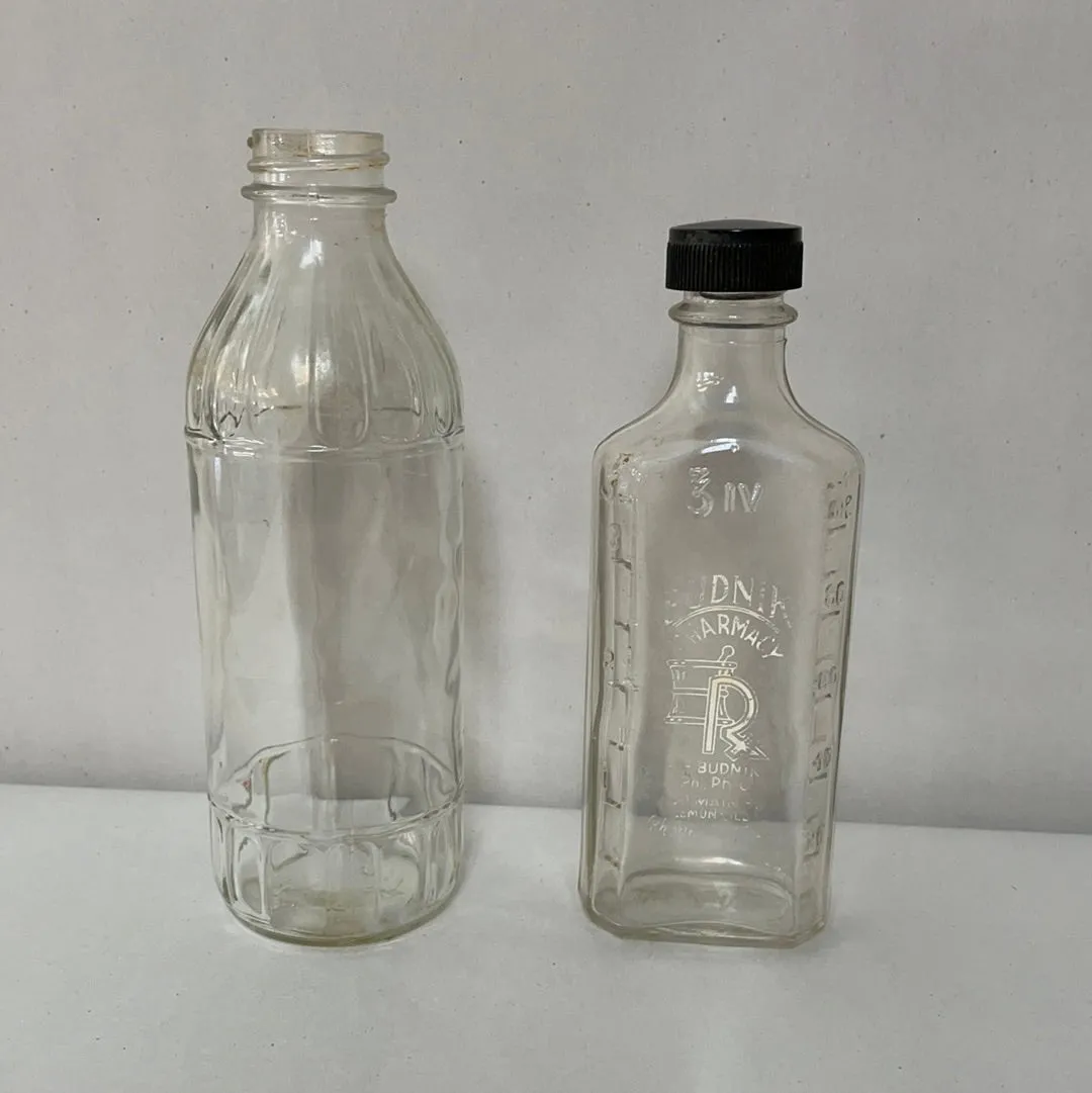 [Loc]<€€* Lot/9 Vintage Glass Apothecary Pharmacy Jars Bottles