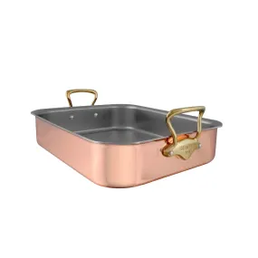 Mauviel Copper Roasting Pan Brass Handles, 13.7 X 9.8-in