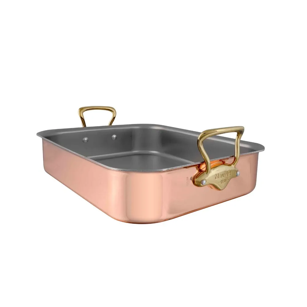 Mauviel Copper Roasting Pan Brass Handles, 9.8 x 8.6-in