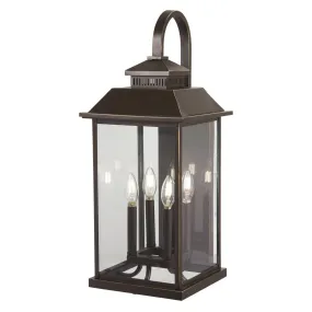 Miner's Lof 26 in. 4 Lights Outdoor Wall Lantern Oil Rubbed Bronze & Gold Finish