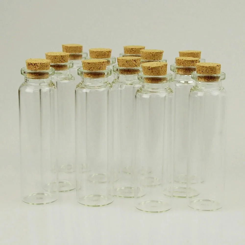 Mini Corked Glass Tube Vial Bottles, 12-count