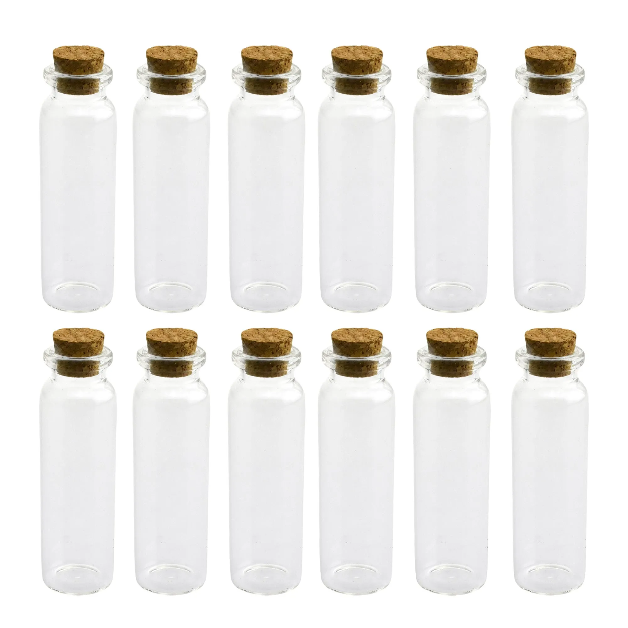 Mini Corked Glass Tube Vial Bottles, 12-count