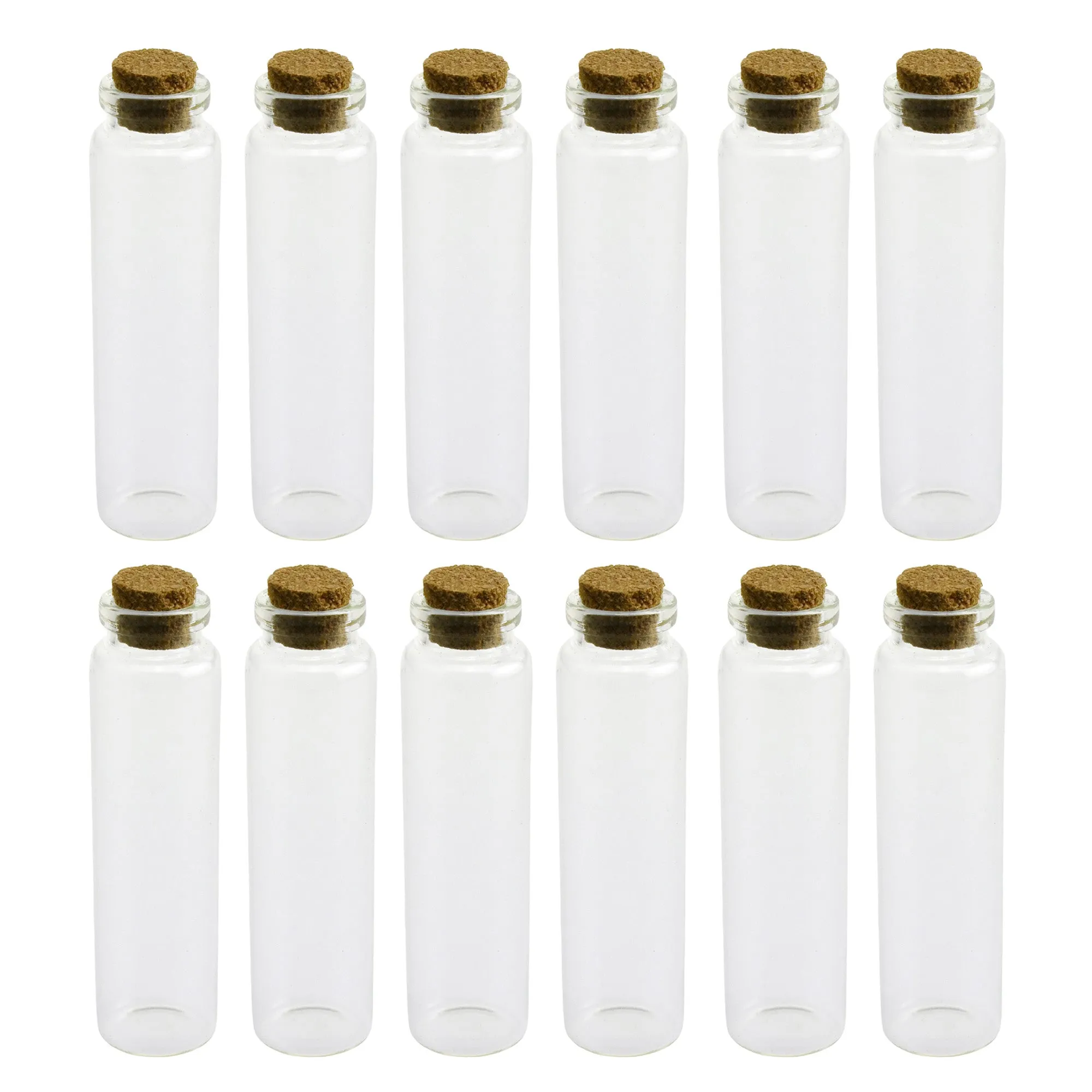 Mini Corked Glass Tube Vial Bottles, 12-count