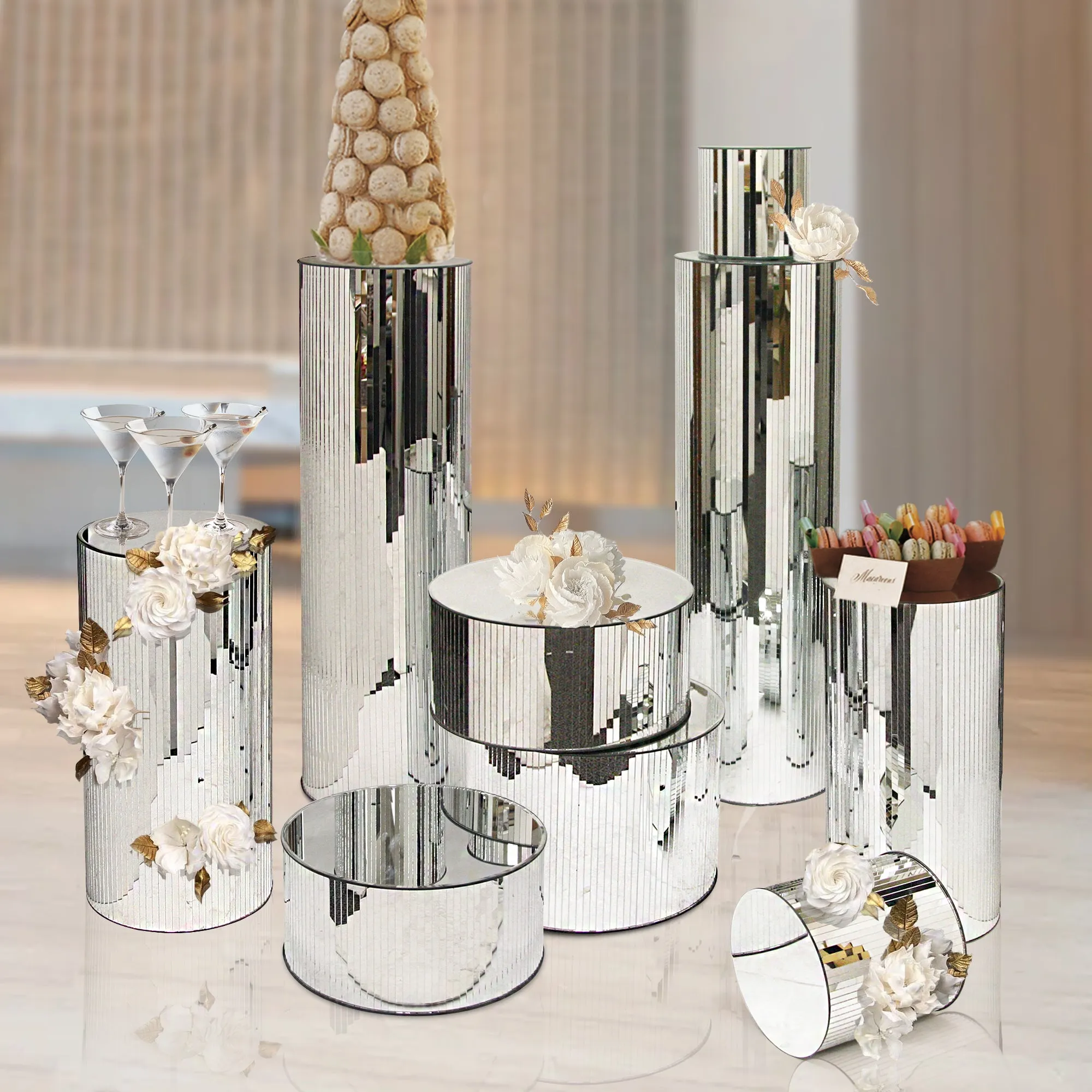 Mirrored Cylindrical Display Column / Pedestal