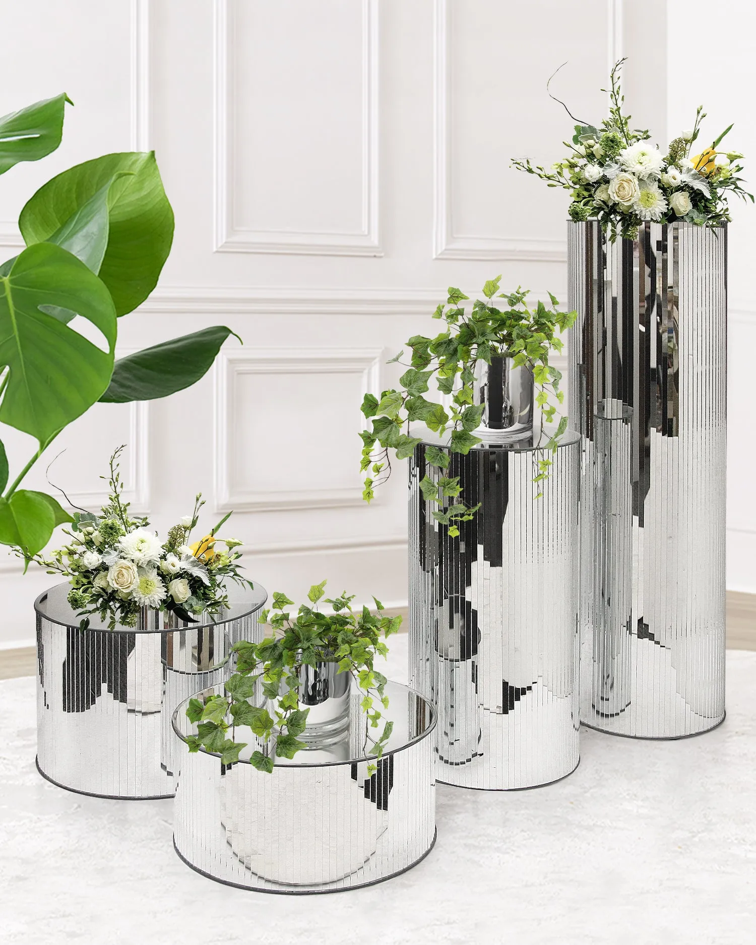 Mirrored Cylindrical Display Column / Pedestal