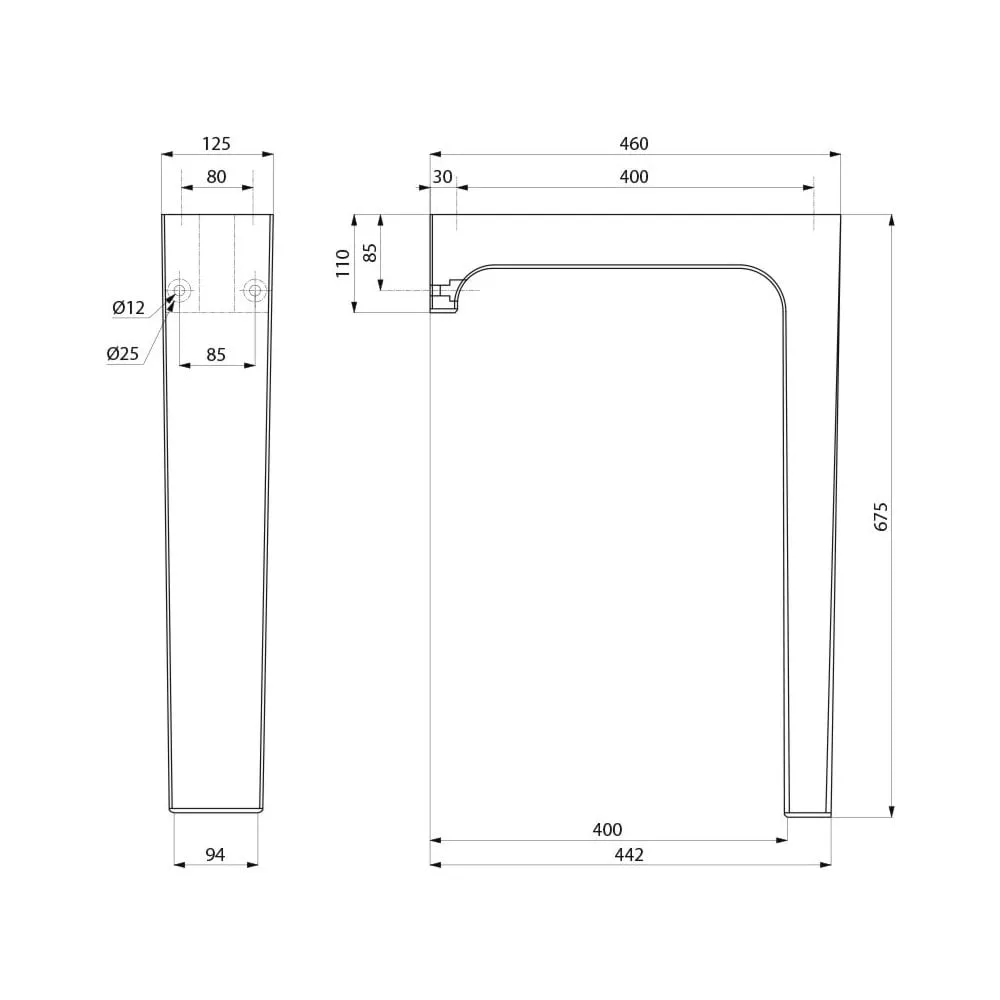 Mounting Bracket Pedestal for MINERALCAST Wash Troughs (454001A / 454010)