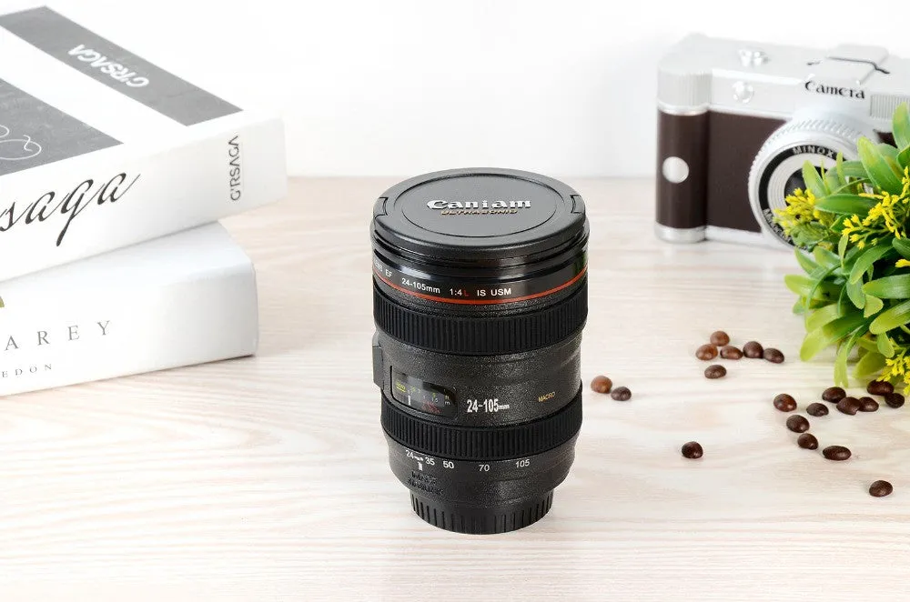 New Coffee Lens Emulation Camera Mug Cup Beer Cup Wine Cup With Lid Black Plastic Cup 480ML