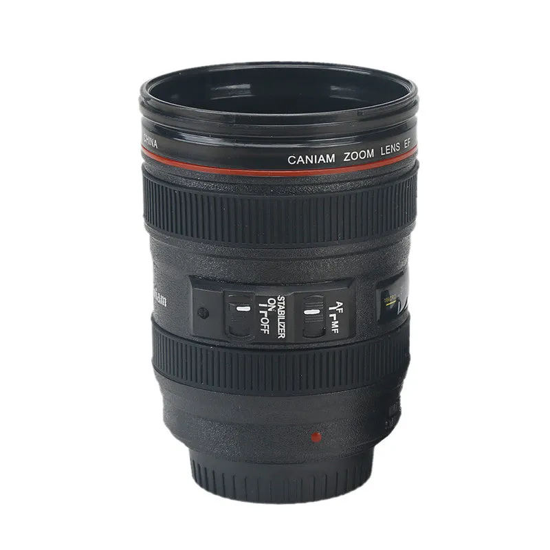 New Coffee Lens Emulation Camera Mug Cup Beer Cup Wine Cup With Lid Black Plastic Cup 480ML