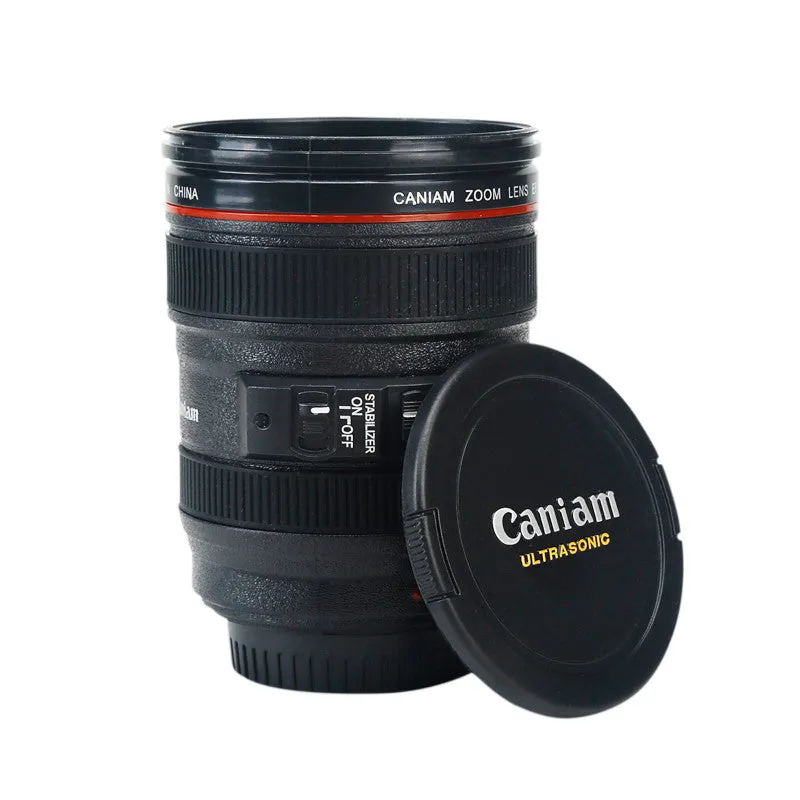 New Coffee Lens Emulation Camera Mug Cup Beer Cup Wine Cup With Lid Black Plastic Cup 480ML