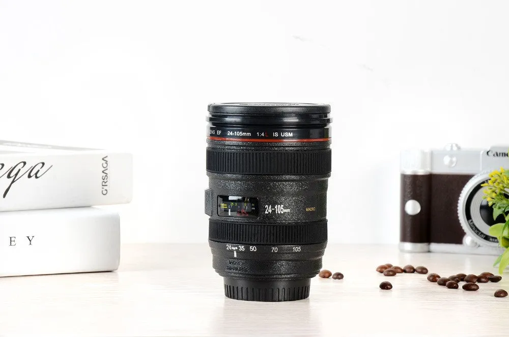 New Coffee Lens Emulation Camera Mug Cup Beer Cup Wine Cup With Lid Black Plastic Cup 480ML