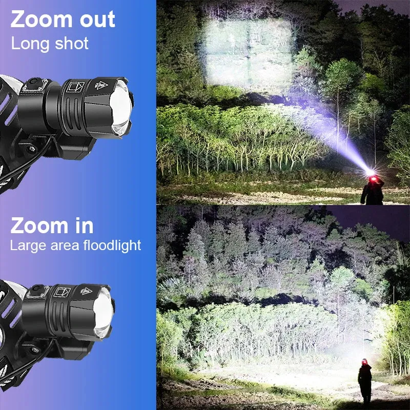 Newest XHP199 Most Powerful LED Headlamp Rechargeable Head Flashlight LED Headlight 18650 USB XHP90 Waterproof Fishing Head Lamp