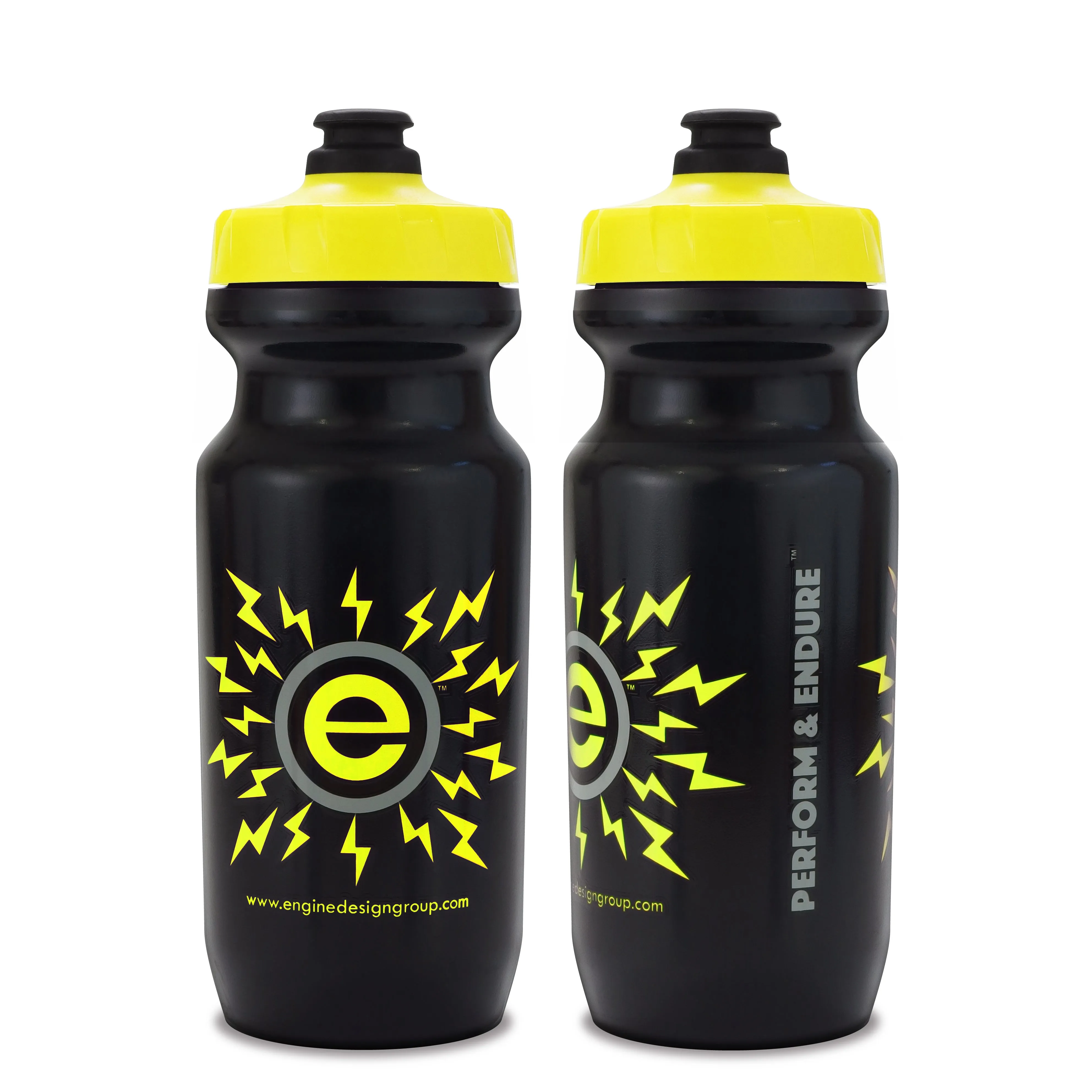 NGN Sport – High Performance Bike Water Bottles – 21 oz | Black & Yellow (2-Pack)